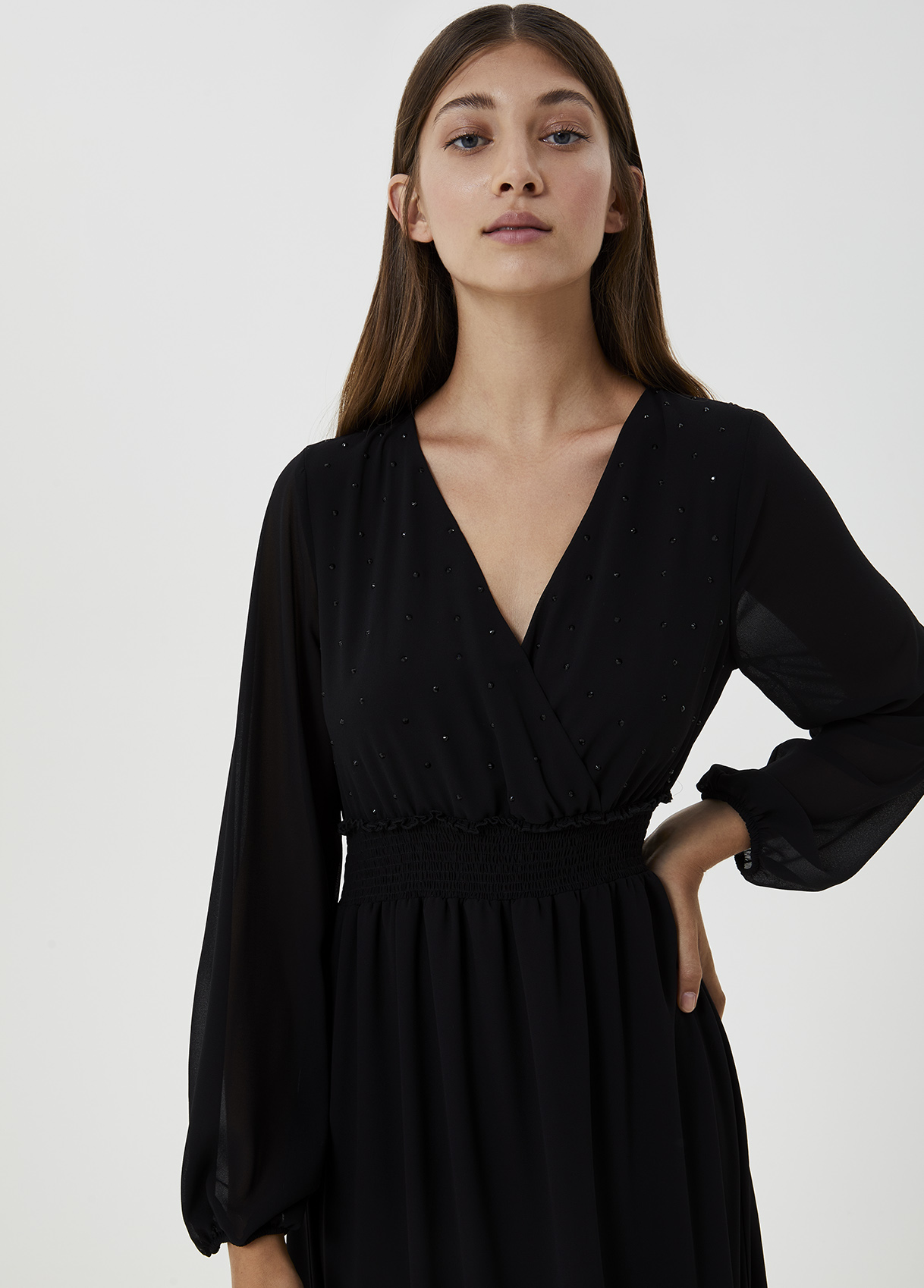 ★LUVISTRUE★BASIC ILOVEU HOOD LAYERED DRESS(NAVY)★正規品 8053473531573-Dresses-maxi